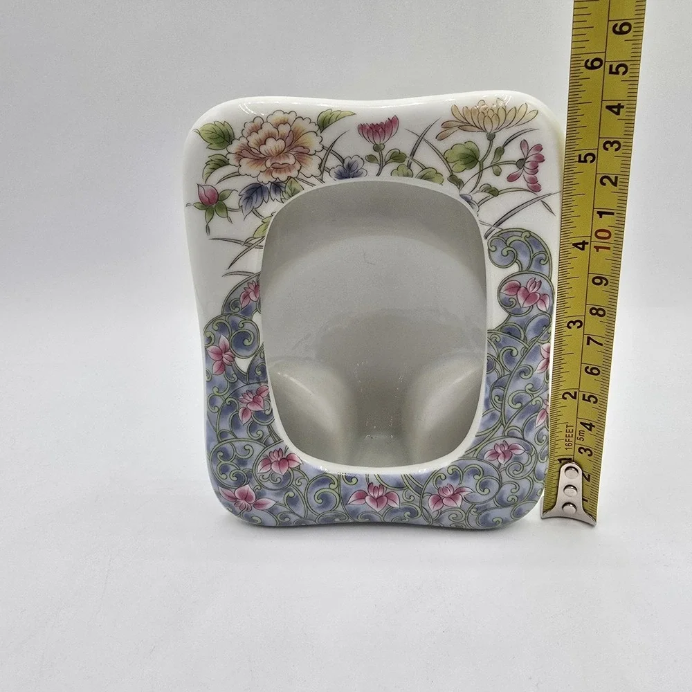 Vtg Ceramic Porcelain Floral‎ Porcelain Picture Frame Boho Japan Cottagecore